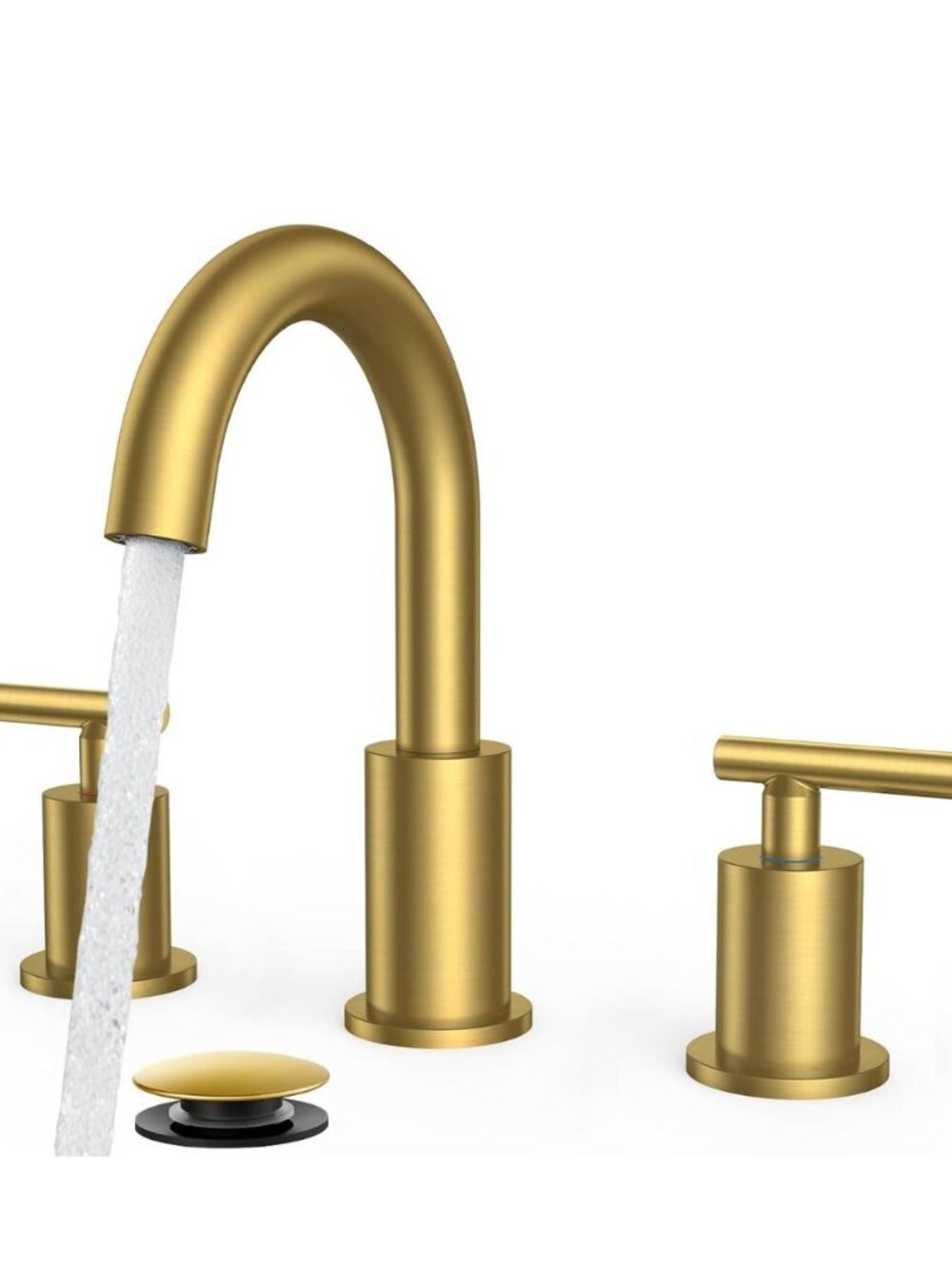 KZH 8 in Widespread Brushed Gold Bathroom Faucet 3 Hole Pop Up Drain Open Box
